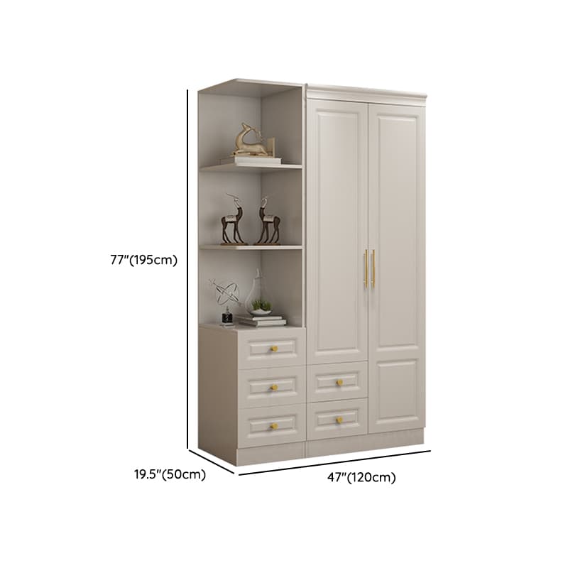 White Minimalist Lumber Wardrobe Closet with Soft Close Drawer, Soft Close Door, Interior Shelves, and Clothing Rod thumbnail 19