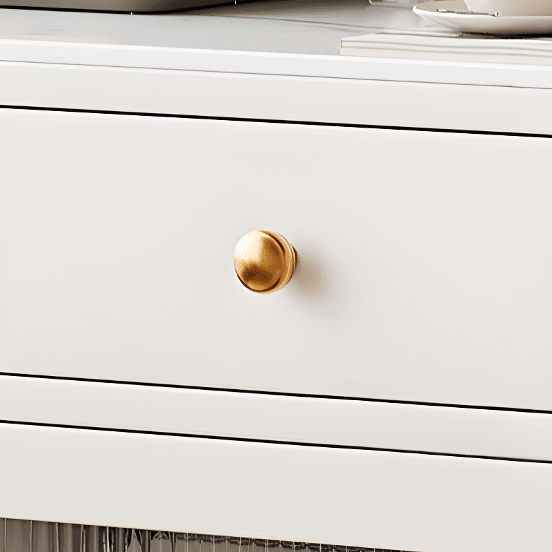 Simple Narrow Microwave Shelf Cabinet with 2 Drawers, Sintered Stone Countertop, Glazed Door, and Adjustable Shelving thumbnail 8