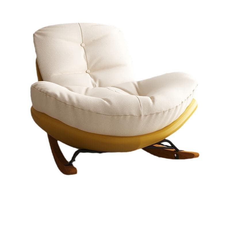 Cotton Upholstered Indoor Rocking Chair with Solid Wood Legs, Compact Design for Small Spaces thumbnail 11