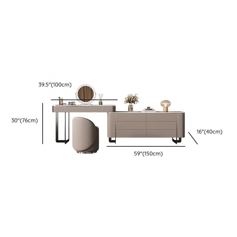 Vanity Set in Tan with 7 Drawers, Scalable and Push-Pull Features thumbnail 20