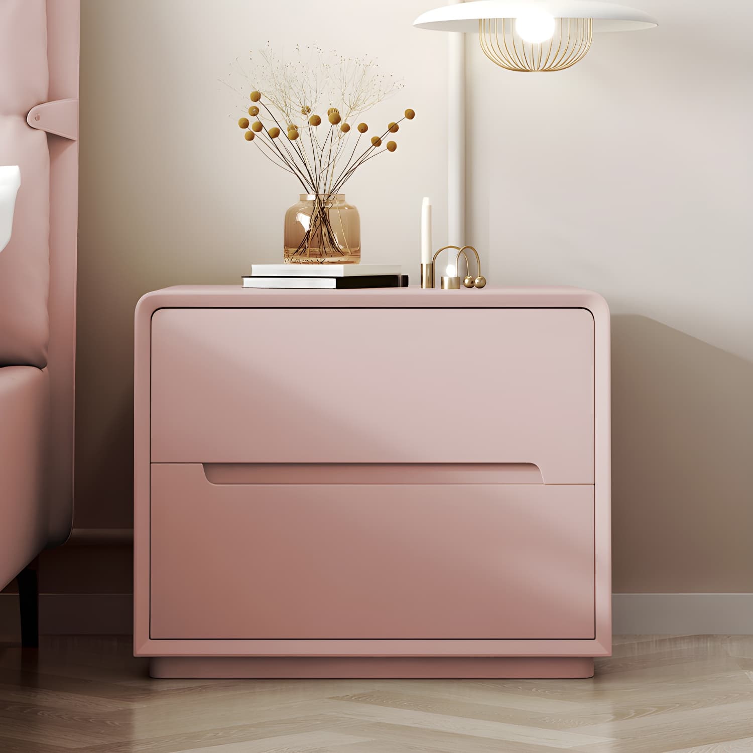 Modern Wood Drawer Nightstand for Small Spaces with 2 Drawers in Narrow Design thumbnail 11