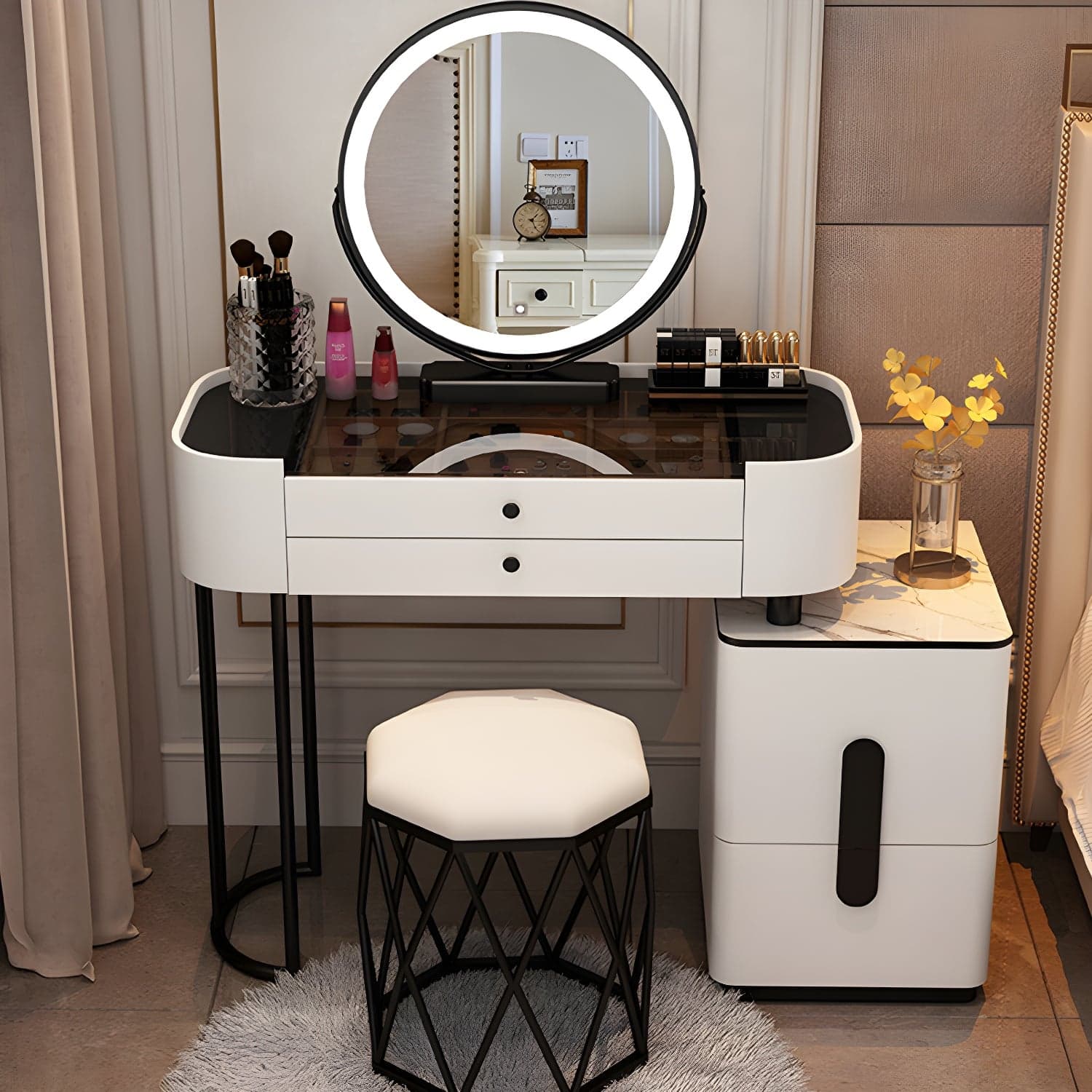 Contemporary Wood Make-up Vanity 15.75" Wide Make-up Vanity with Drawers thumbnail 4