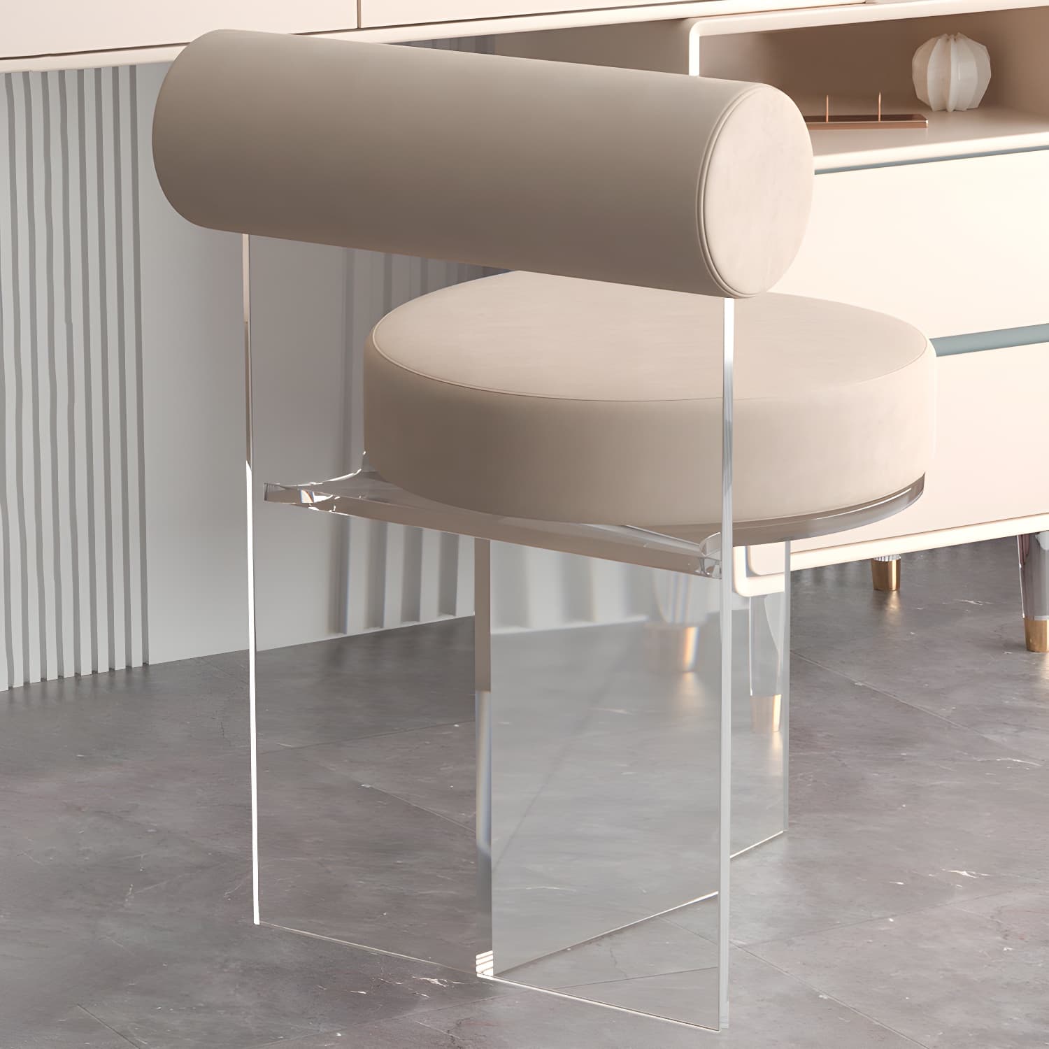 Modern Clear Leg Side Chair with Solid Back and Low Back Heights for Kitchen & Dining thumbnail 18