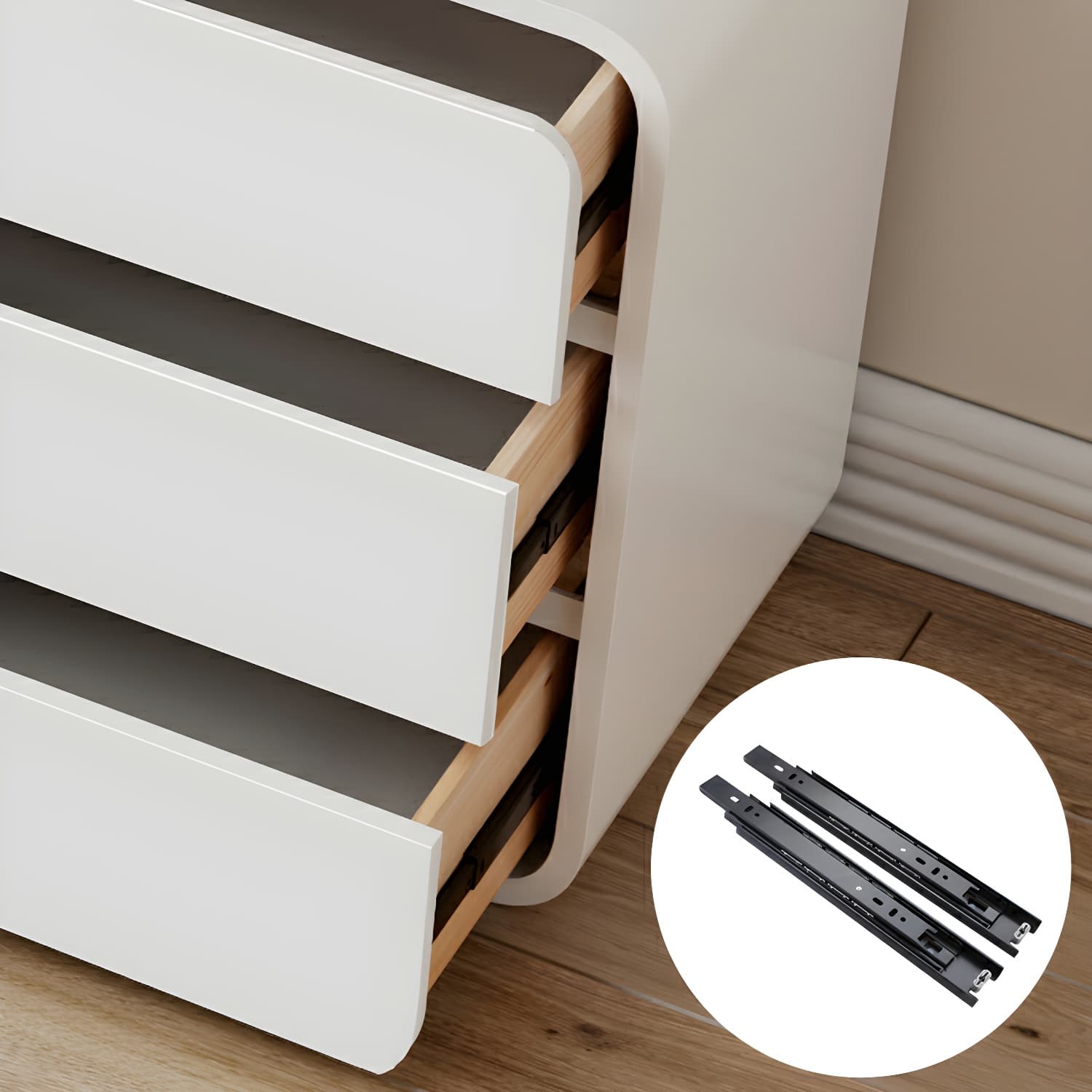 Modern White Wooden Makeup Vanity With Soft Close Drawers & Easy Assembly, Standard Width thumbnail 11