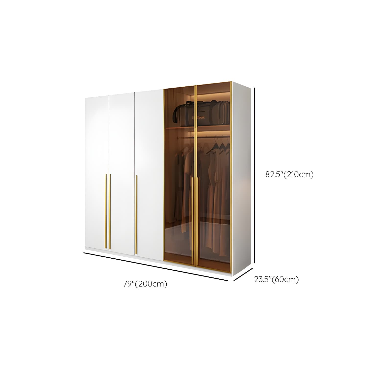 Modern White Wood Frame Wardrobe Armoire Freestanding Wardrobe with Soft Close Drawers thumbnail 14