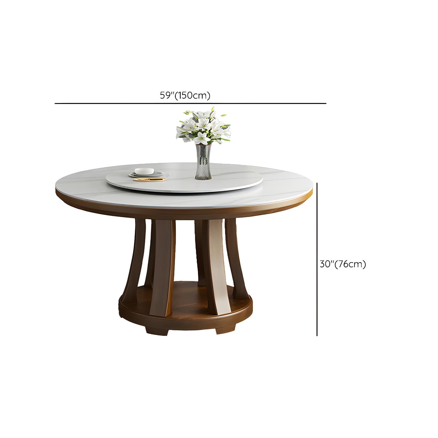 Modern Wood Dining Table Set with White Table top and Solid Wood Brown Base thumbnail 11