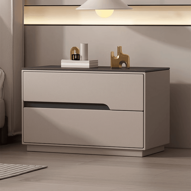 Minimalist Bedside Cabinet Nightstand with 2 Drawers and Stone Countertop thumbnail 7