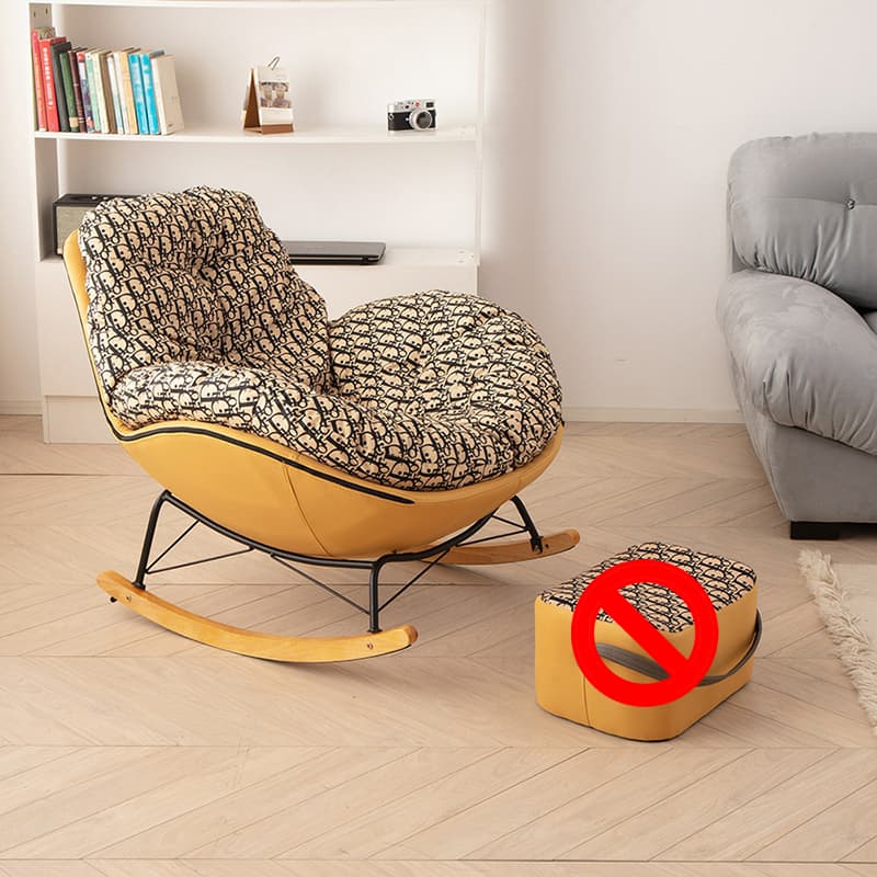 Natural Stationary Wingback Living Room Rocking Chair with Back thumbnail 4