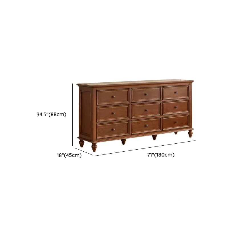 Cocoa Trendy Ash Wood Console Dresser/Semainier with 9/7/6 Drawers, Integrated Cable Management, Horizontal/Vertical thumbnail 11