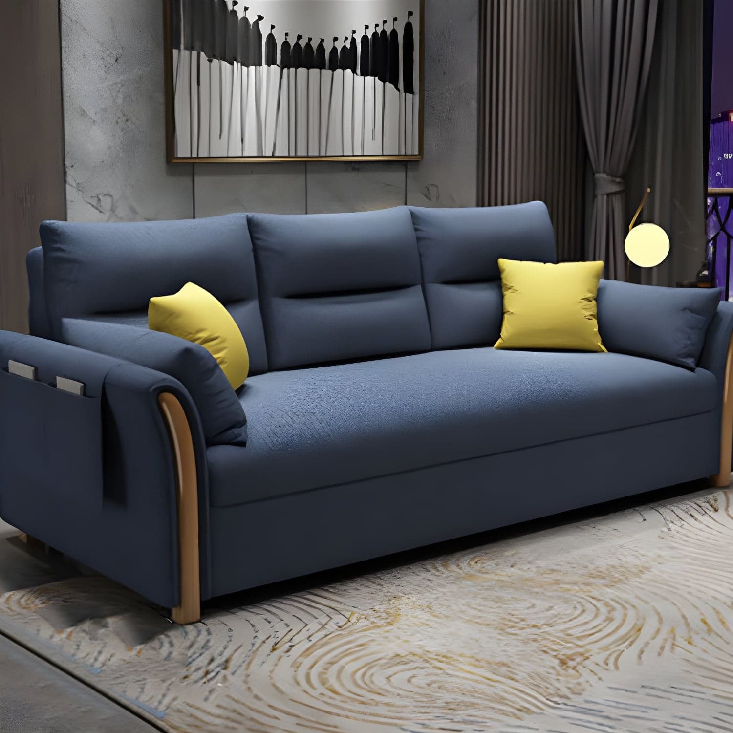Fabric Sofa Bed Settee Furniture Flared Arm Latex Filled Sofa thumbnail 3