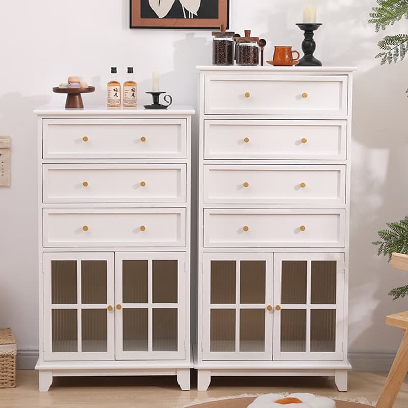 Rectangular Damp-proof Accent Cabinet with Storage Drawer, Closet, Glazed Door, Cabinet Knobs in Chalk/Brown/Wood Color thumbnail 11