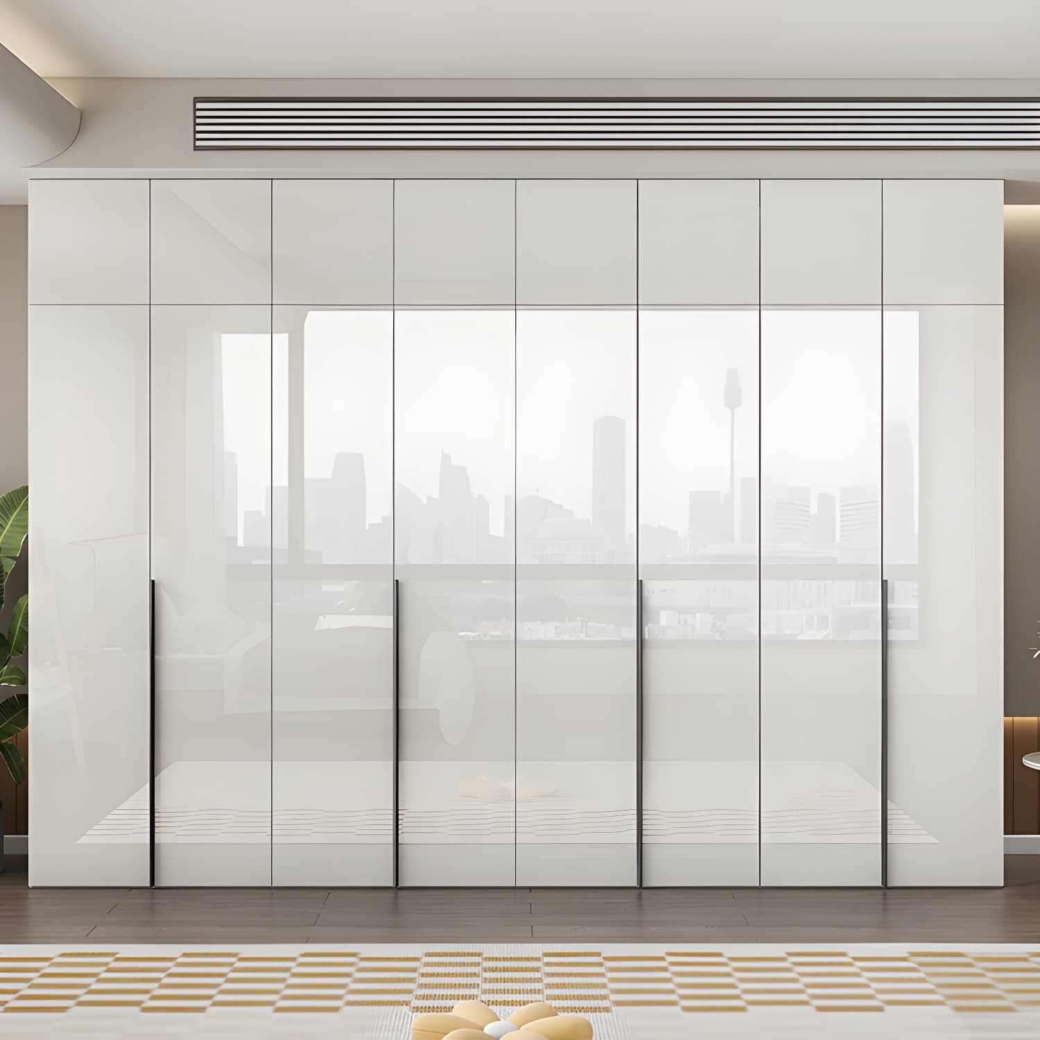 Hinged Wardrobe Armoire with Shelves White Wardrobe Closet for Home thumbnail 3