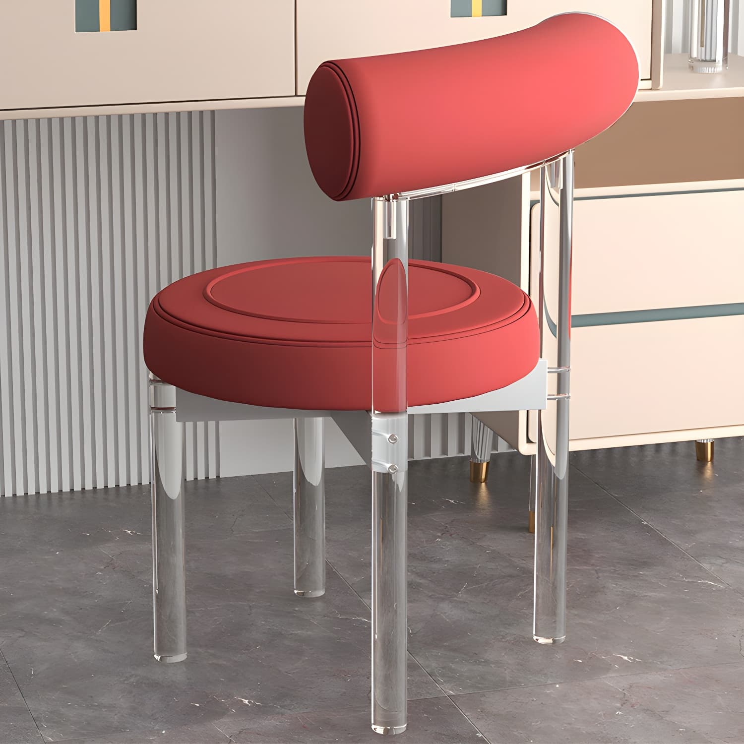 Clear Leg Modern Side Chair with Low Back and Upholstered Polyurethane Seat thumbnail 4