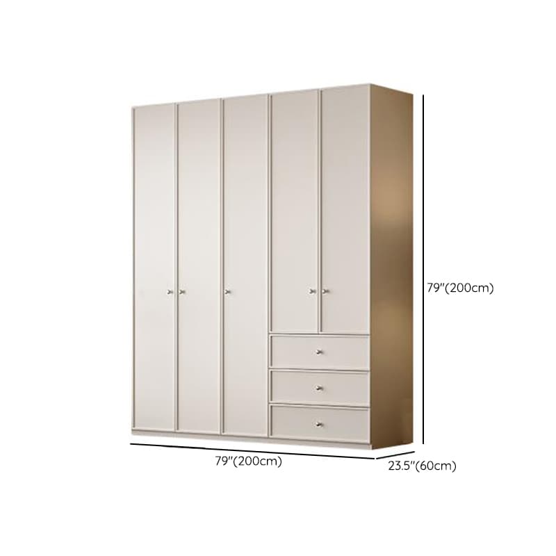 Chalk Modern Wooden Standalone Almirah with 3-Drawer, Interior Shelves, and Hanging Rod thumbnail 11