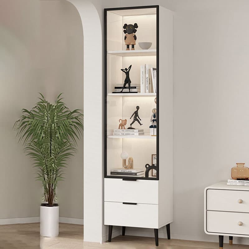 Simple Rectangular Damp-proof Accent Cabinet with Closet, Glazed Door, Chalk/Sand Top, and Soft Close Drawer thumbnail 2