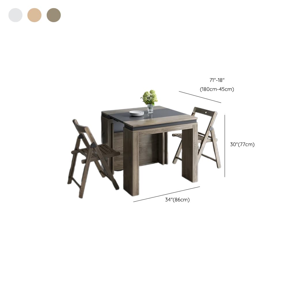 Trendy Rectangular Dining Table Set with Four Legs, Versatile 9-piece/7 Pieces/5 Piece Set, Chalk/Tan/Unfinished Colors thumbnail 11