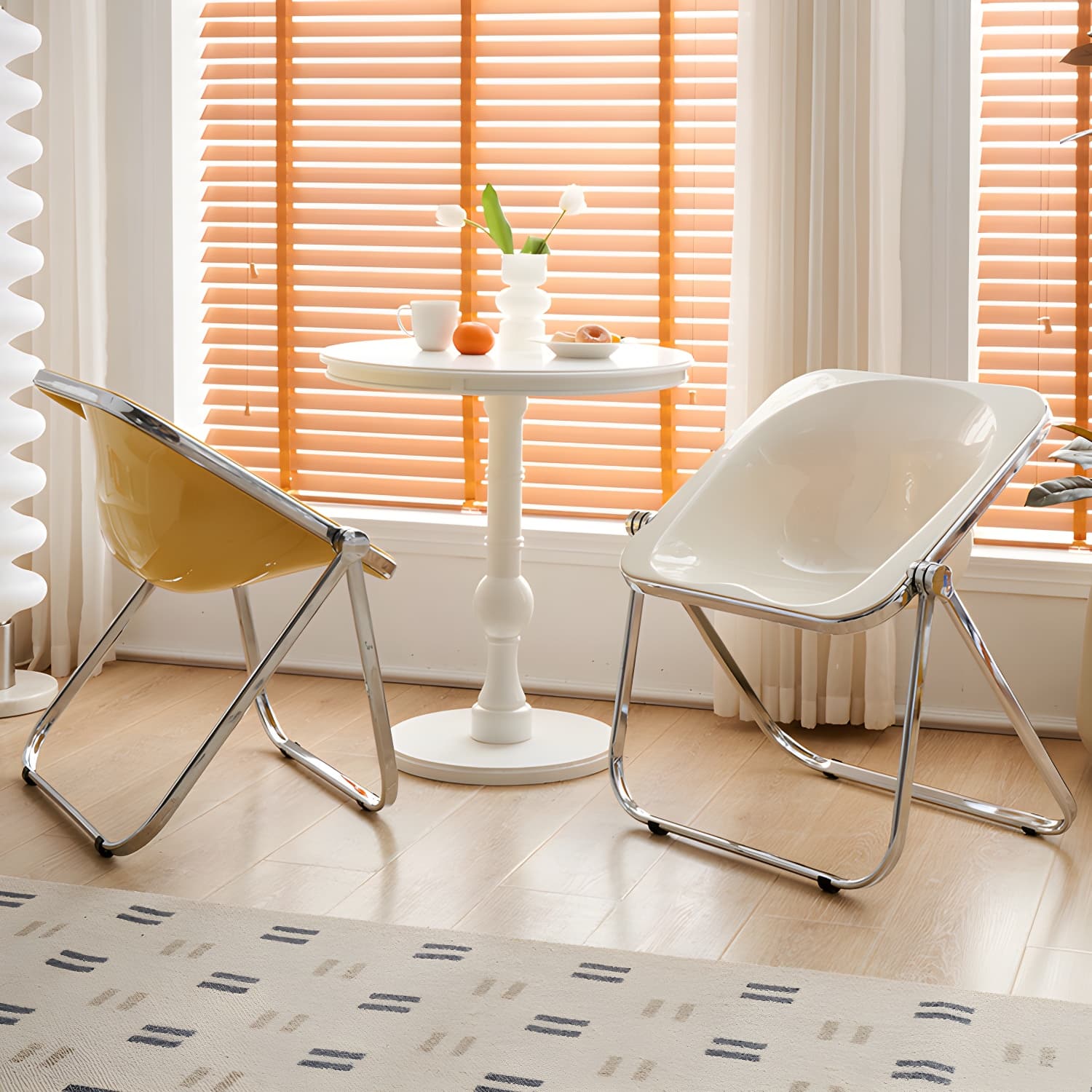 Modern Collapsible Side Chair with Low Back and Foldable Design in Plastic & Acrylic thumbnail 10