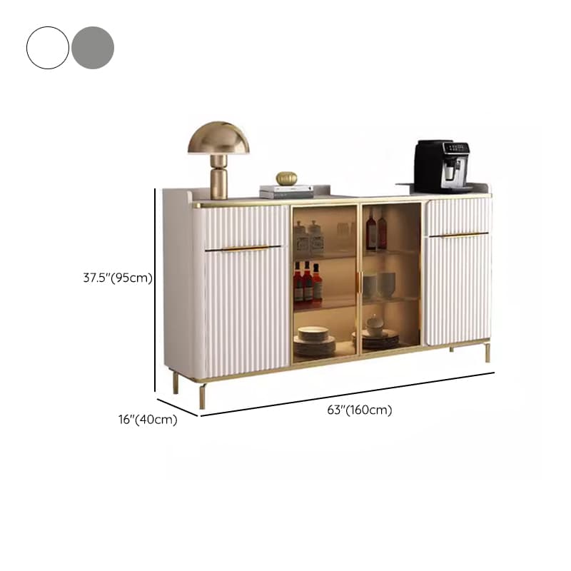 Floor Server/Buffet Table in Slab for Living Room with Glass Doors and Slate Countertop in a Luxurious Style thumbnail 14