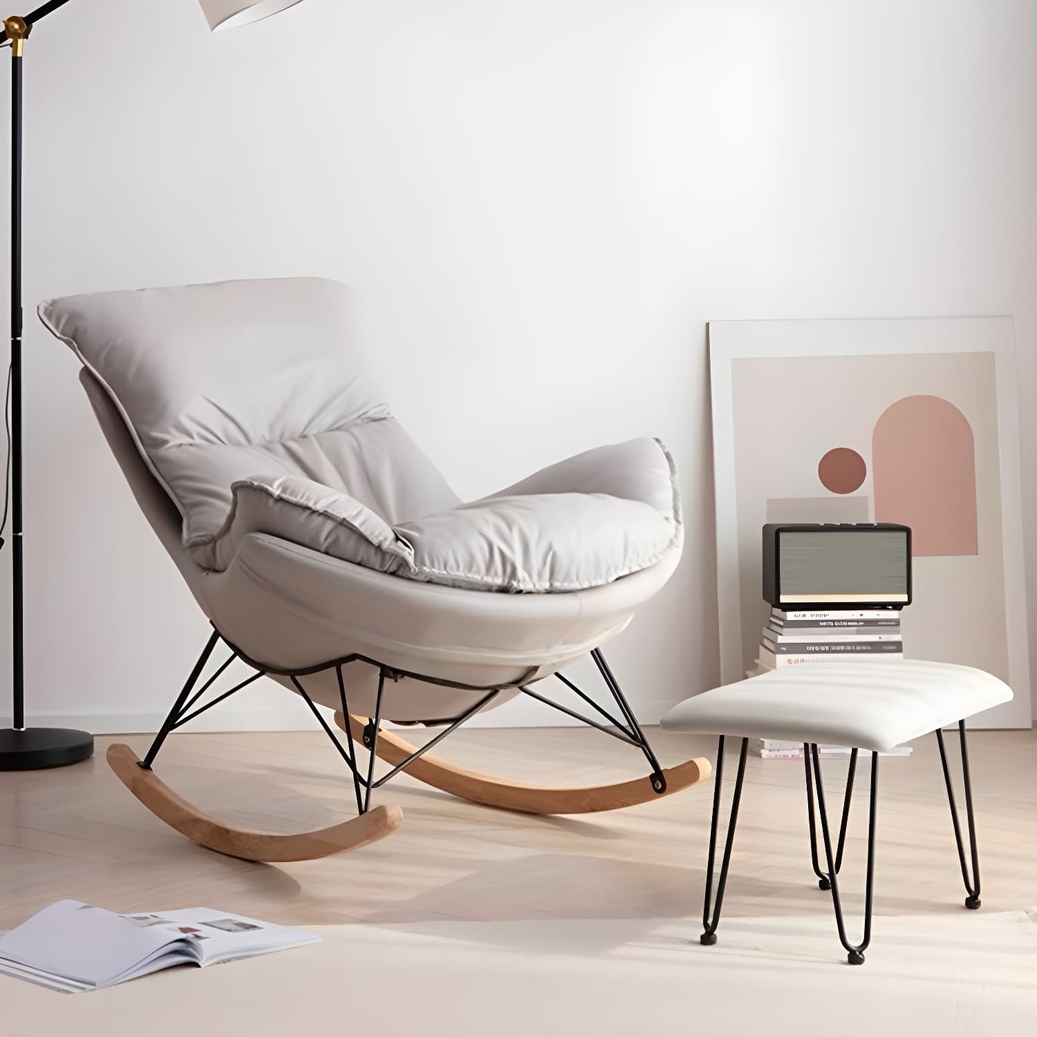 Contemporary Simple Style Rocking Chair Single Indoor Sofa Rocking Chair for Break thumbnail 4