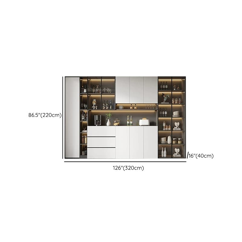 White Modern Buffet Cabinet with Cabinets and Shelves, Full Assembly Needed thumbnail 30