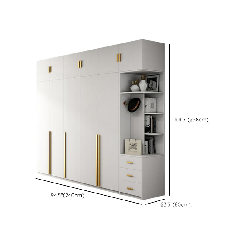 Simple Lumber White Wardrobe Armoire with Interior Shelves & Clothing Rack & Soft Close Drawer & Soft Close Door thumbnail 29