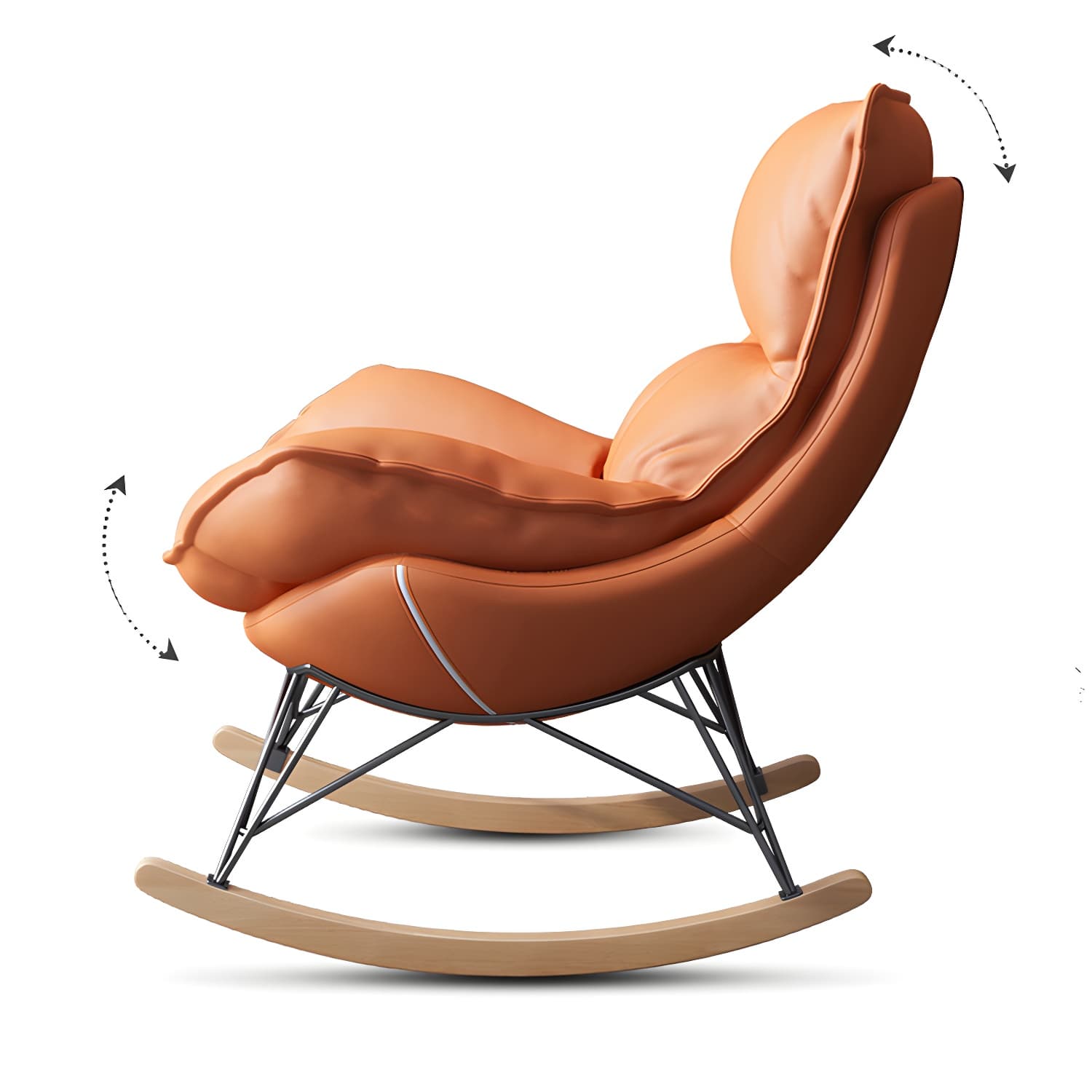 Glam Rocking Accent Chair Upholstered Antique Finish Rocking Chair with Ottoman thumbnail 14