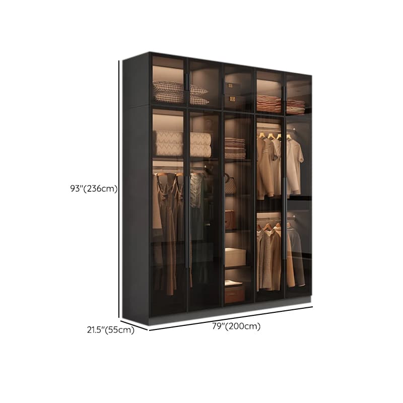 Ink-Colored Manufactured Wood Detached Wardrobe Closet with Soft Close Drawer, Door, Interior Shelves, and Clothing Rod thumbnail 18