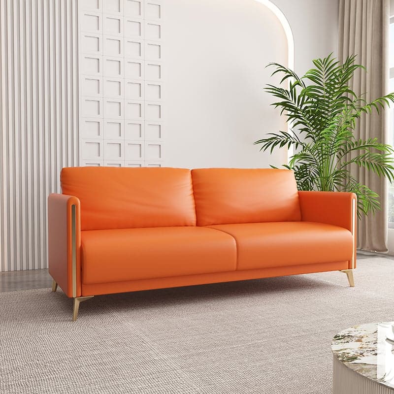 Modish Solid Color Scratch-durable Floor Sofa in Pleather with Gray/Chalk/Tangerine Color for 3/for 2 thumbnail 7