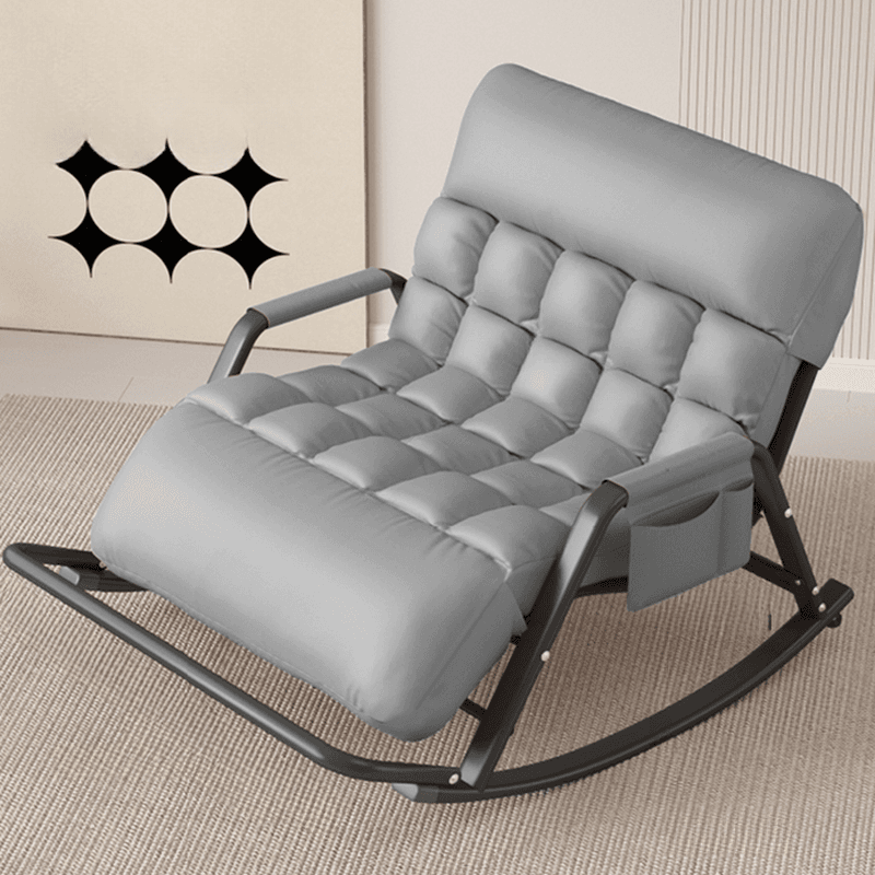 Black/Grey/Cerulean Simple Upholstered Rocking Seat for 2 with Padded Track Arm thumbnail 4