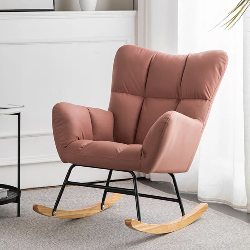 Midnight Black/Olive Green/Lemon Color Ergonomic Stationary Rocking Chair Couch with Rear & Round Arm thumbnail 6