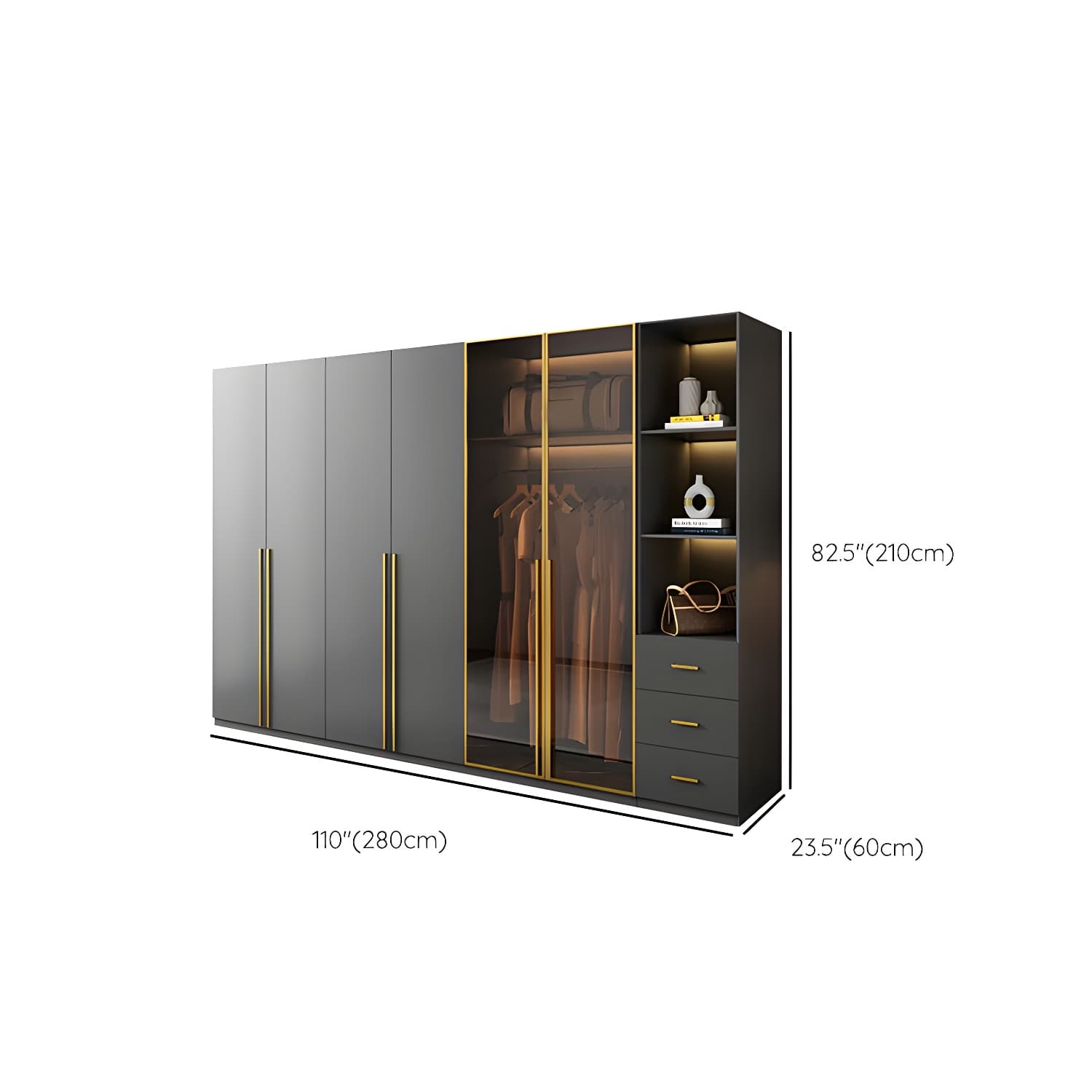 Modern Glass Wardrobe Wardrobe Armoire Wardrobe Cabinet for Home thumbnail 22