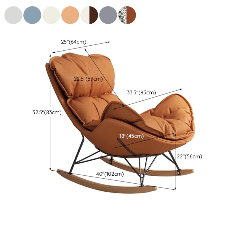Stylish and Modern Upholstered Rocking Chair with Natural Wood Legs thumbnail 19