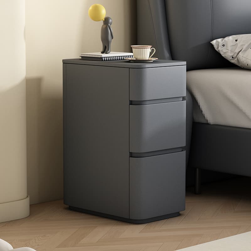 Minimalist Drawer Storage Nightstand with 3 Drawers and Artificial Leather Countertop thumbnail 2