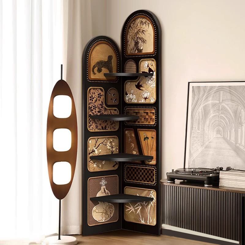 Modern Simple Style Nook Decorative Cabinet with 3/4 Exterior Shelves, Lumber Countertop in Midnight Black thumbnail 3