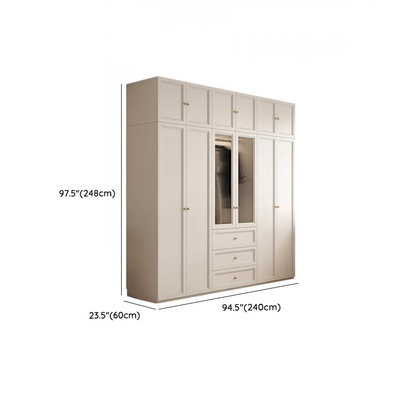White Minimalist Laminate Wardrobe Closet with 3-Drawer, Soft Close Door, Interior Shelves, and Clothing Rod thumbnail 25