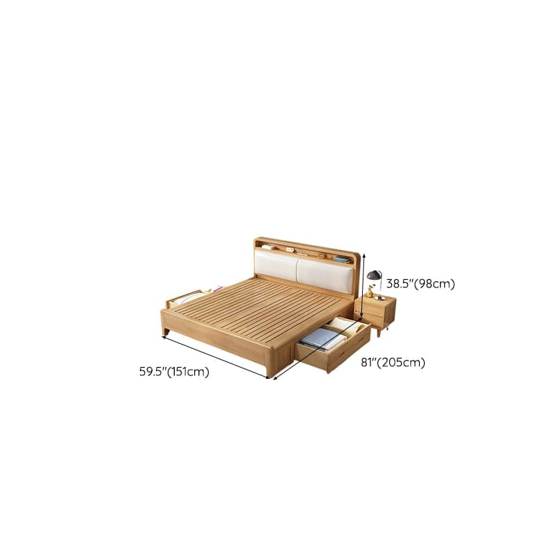 Scandinavian Solid Wood Bed with Four Legs and Upholstered Headboard thumbnail 22