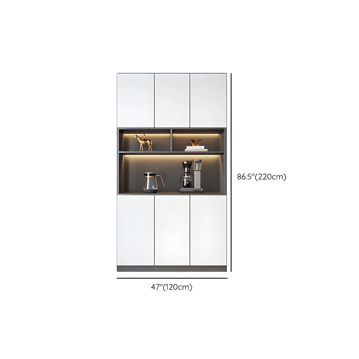 Modern Glass Adjustable Shelving Doors Wood Sideboard Cabinet with Cabinets and Drawers thumbnail 15