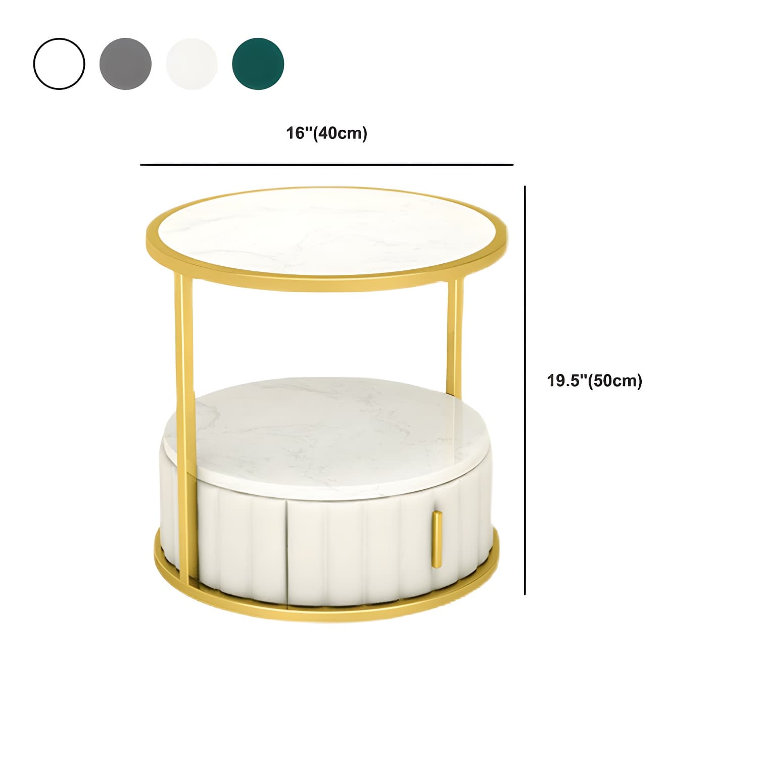 Modern Open Storage Nightstand Stone Top 20 Inch Tall 1-Drawer Night Table thumbnail 14