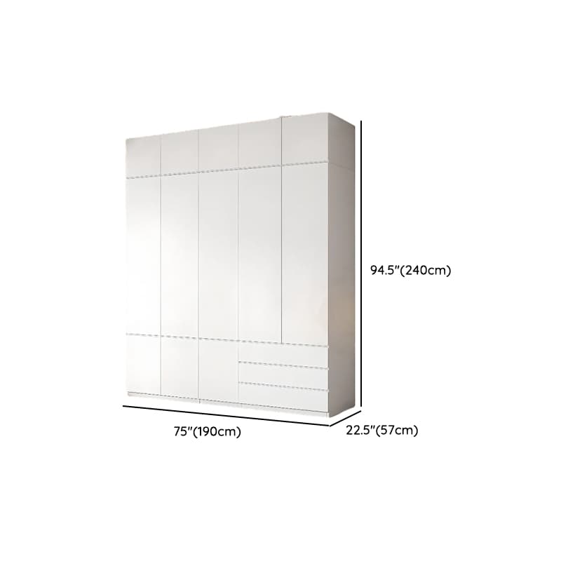 White Contemporary Alloy Cabinet Armoire with 3/6/9 Drawers, Flexible Shelf, and Hanging Rod thumbnail 44