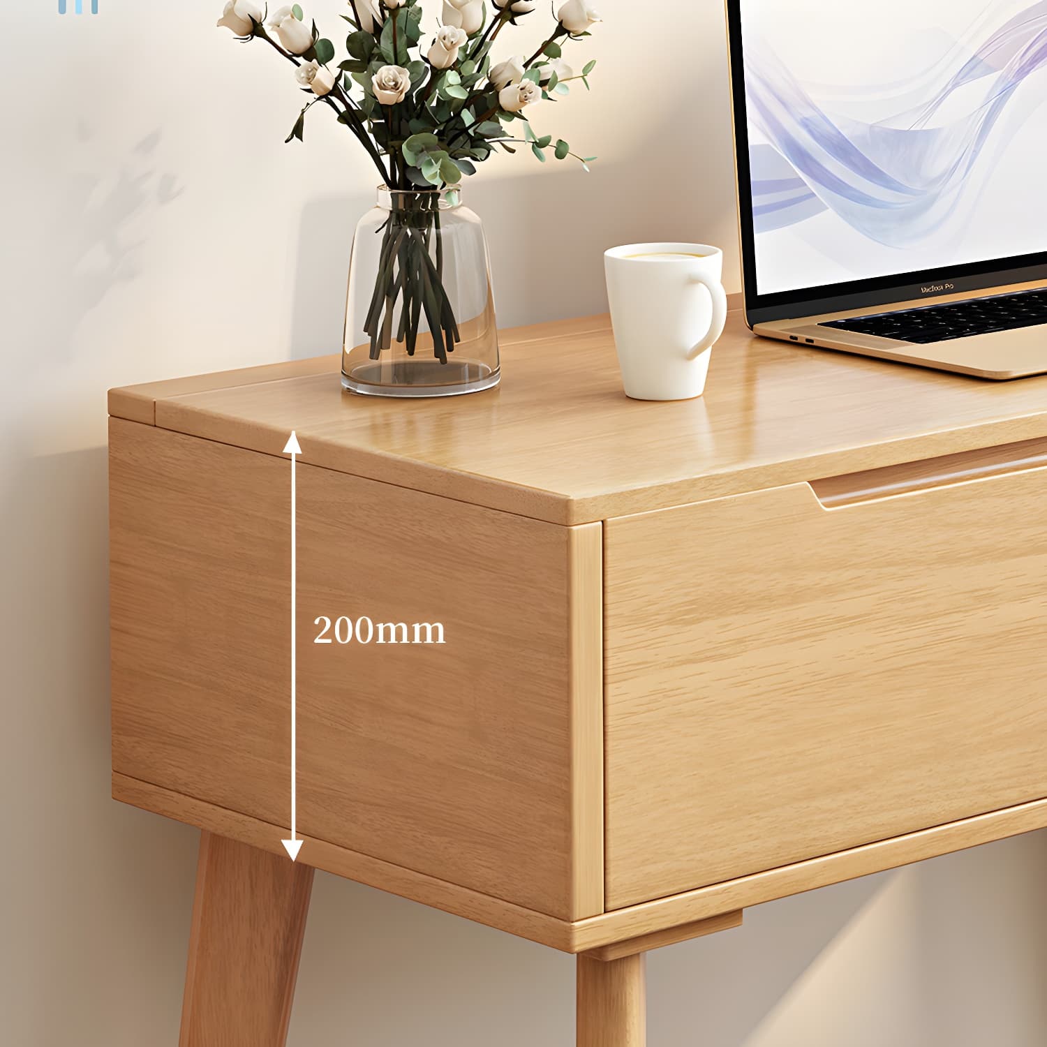 Scandinavian 29.52" Height Solid Wood Table Makeup Vanity with Mirror thumbnail 11