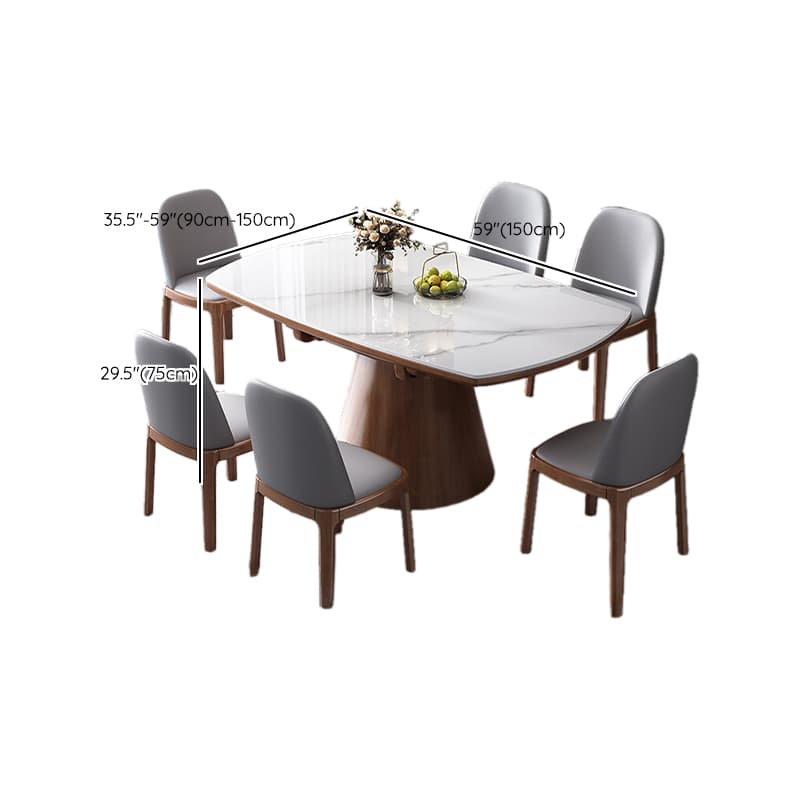 Dining Table Set with Extension Feature and Slate Stone Top, Seats 6/4 People, Variable-sized thumbnail 12