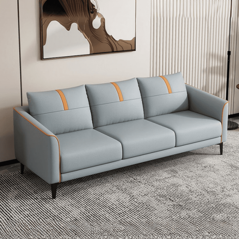 Modern Solid Color Stain Resistant Standard Sofa in Light Gray/Light Blue/Tangerine Color
