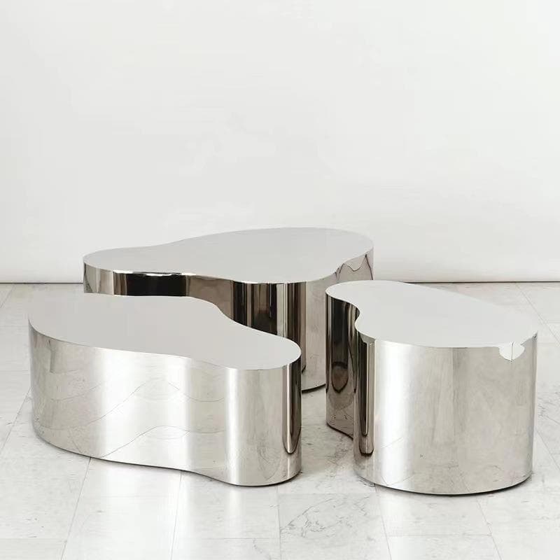 Silver Alloy Irregular/Circular-shaped Accent Table for Small Spaces thumbnail 6