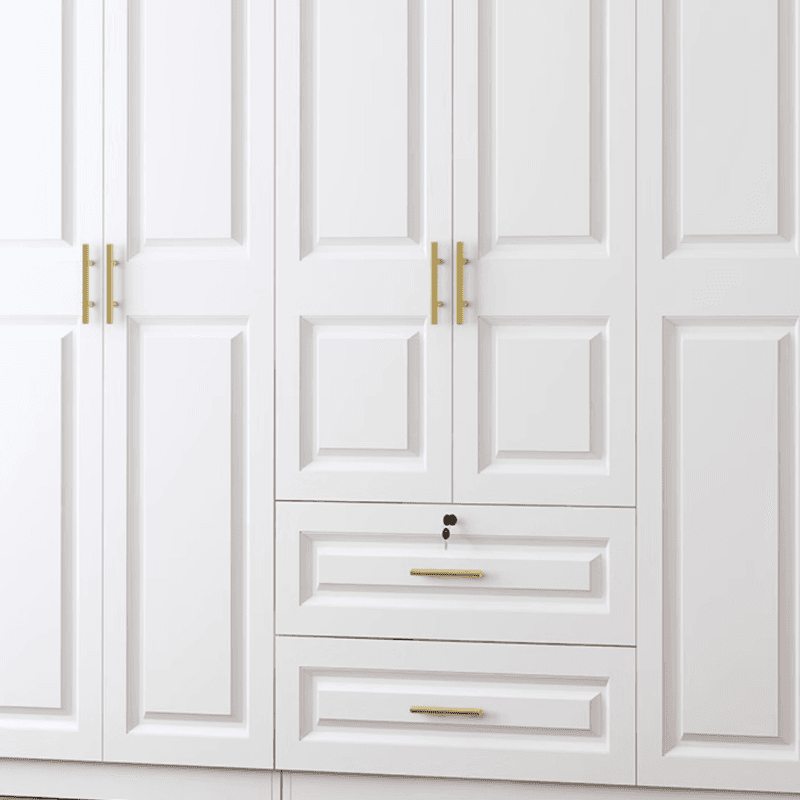 Sleek White Nordic Wooden Detached Almirah with Soft Close Drawers, Doors, and Clothing Rod thumbnail 5