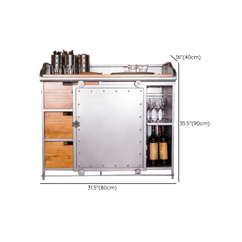 Industrial Metal Sideboard Cabinet with Wood Countertop, 3 Drawers, and Sliding Doors - image 25