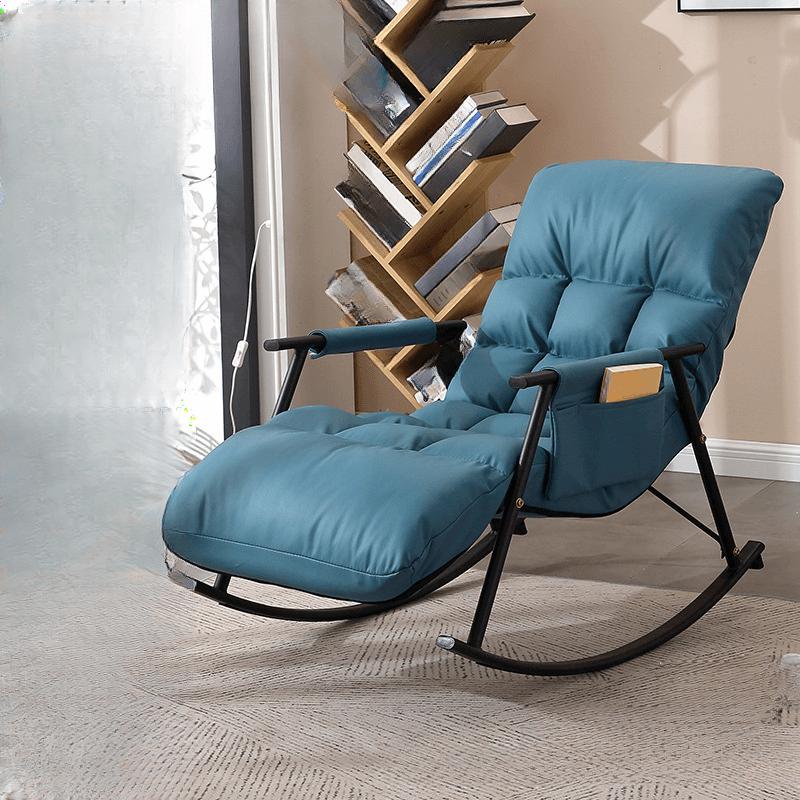 Butter Color/Azure/Olive Green Ergonomic Rocking Chair Couch with Rear Back, Stationary thumbnail 9