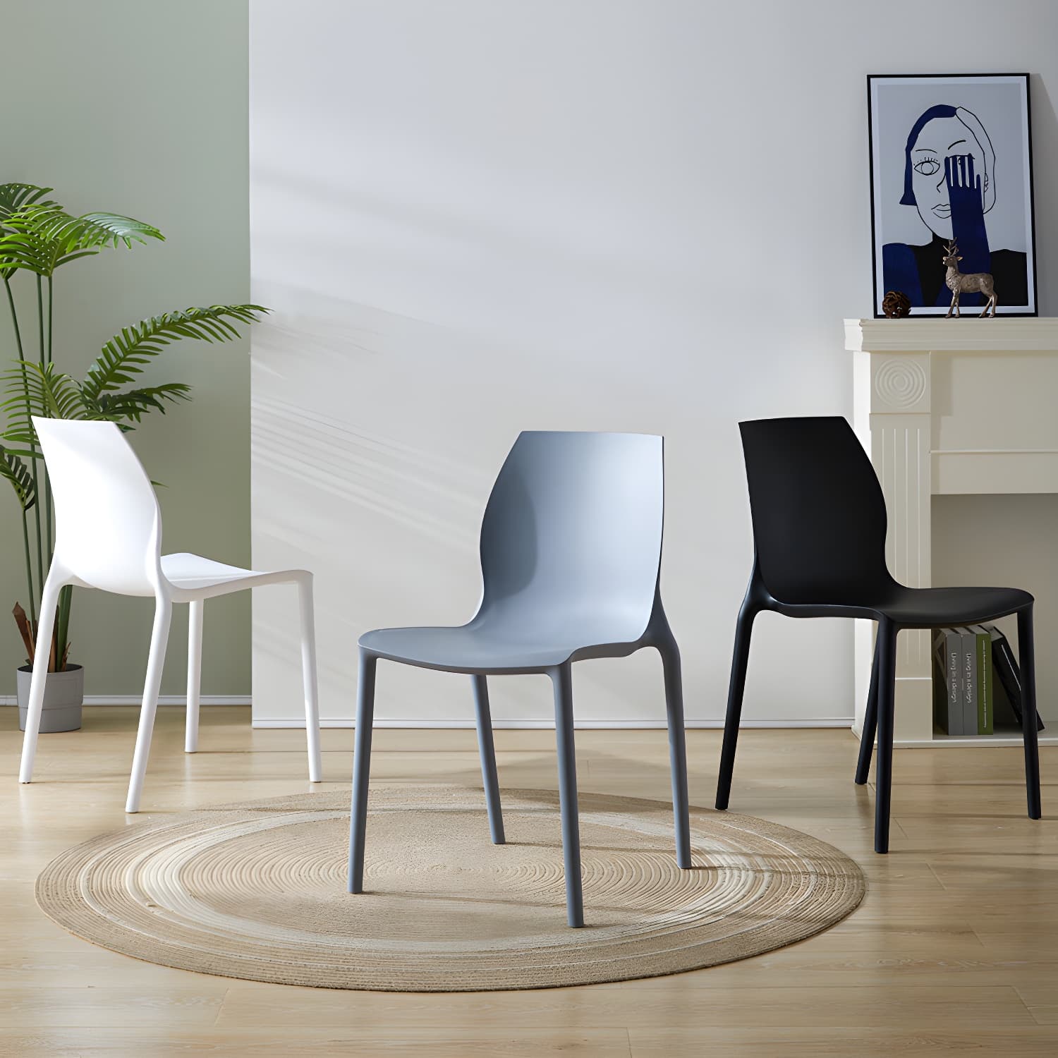 Contemporary Plastic Dining Room Chair Multicolor Stackable Side Chair thumbnail 12