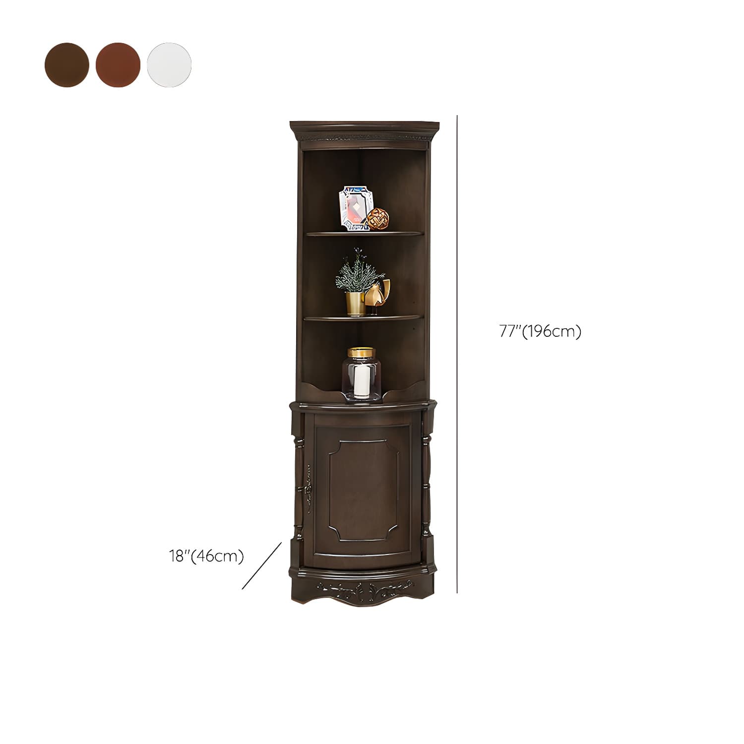 Solid Wood Triangle Corner Cabinet in Rubber Wood with Storage Shelves thumbnail 18