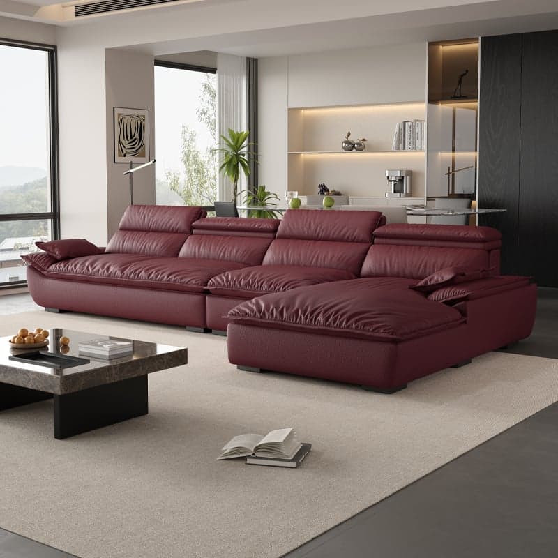 L-Shape Leather Sofa Recliner in White/Espresso/Beige with Right Hand Facing Orientation thumbnail 8