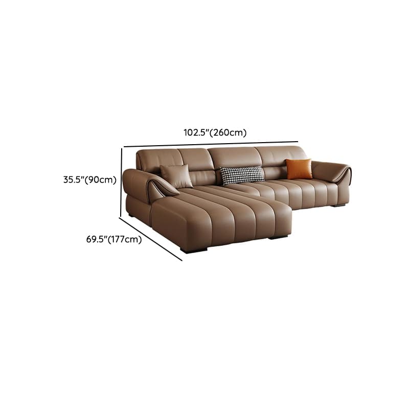 Elegant Light Brown Leather Standard Sofa/Single Sofa/Loveseat with Armrest and 3 Pillows thumbnail 17